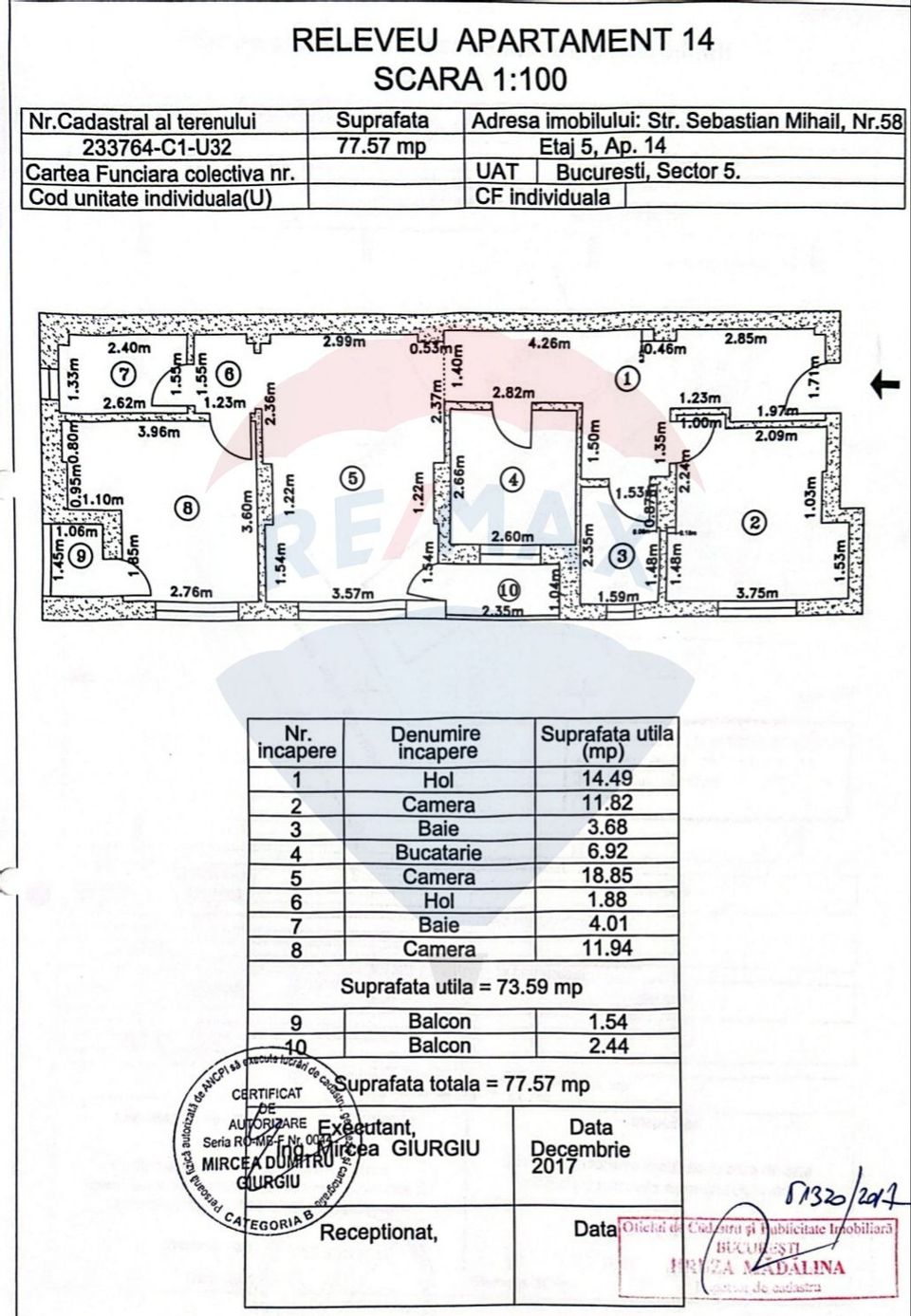 Apartament 3 camere Parc Sebastian Bloc Nou