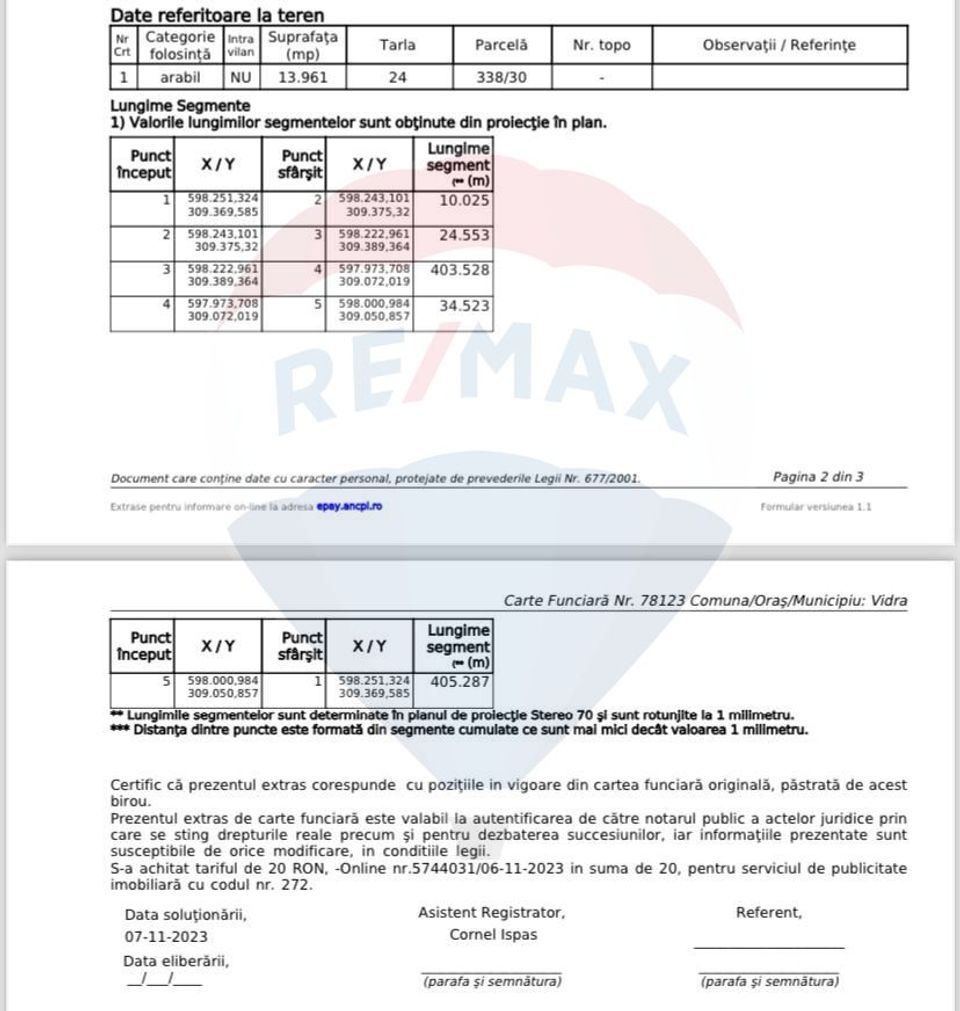 Land 13,961sqm Vidra / Strada Mamina