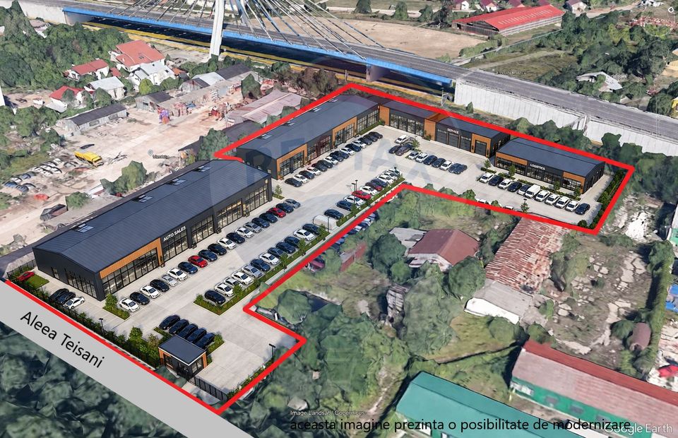 Metal halls 2180 sqm + land 9,700 sqm – Teișani Alley, DN1 access