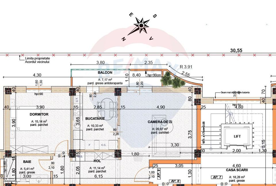 Apartament 2 cam. decomandat, etaj 1/5