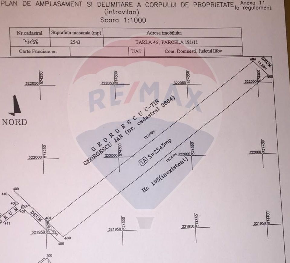 Land 2,543sqm Domnesti / Strada TARLA 46, PARCELA 181/11