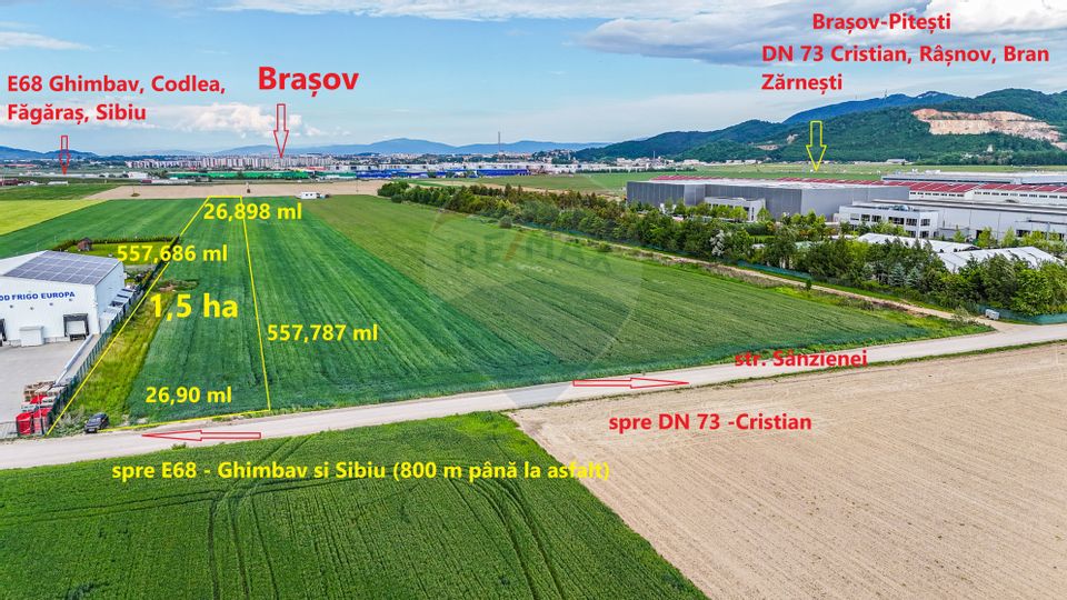 Teren 1.5ha Ghimbav / Comision 0/Strada Sanzienei/ Industrial