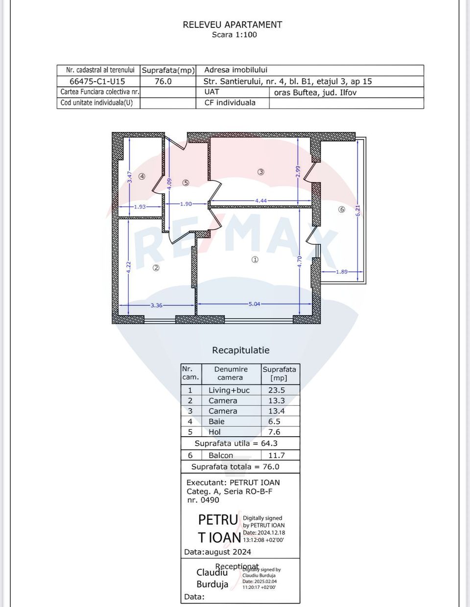 For sale 3 room apartment Buftea