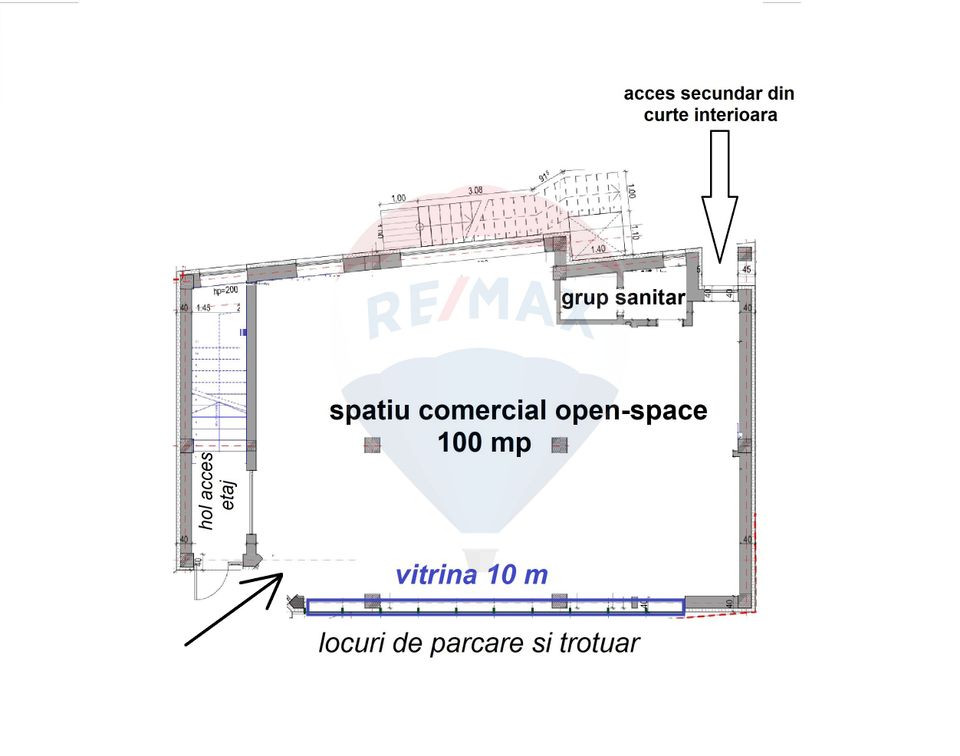 207sq.m Commercial Space for rent, Grivitei area