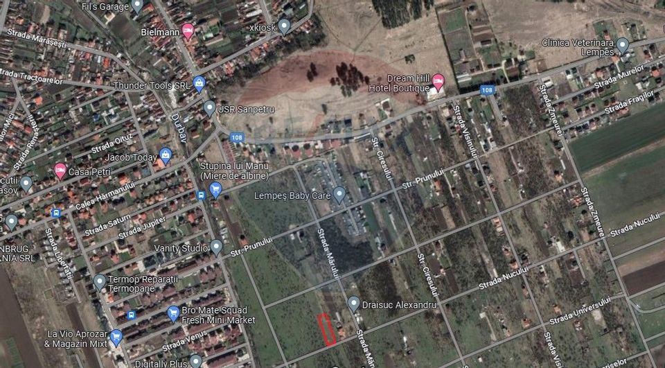 Teren Sanpetru -livada, Strada Nucului, 1300mp, bransament electric