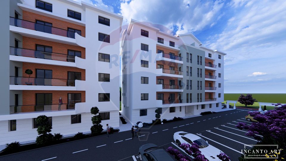 3 camere in bloc nou cu curte