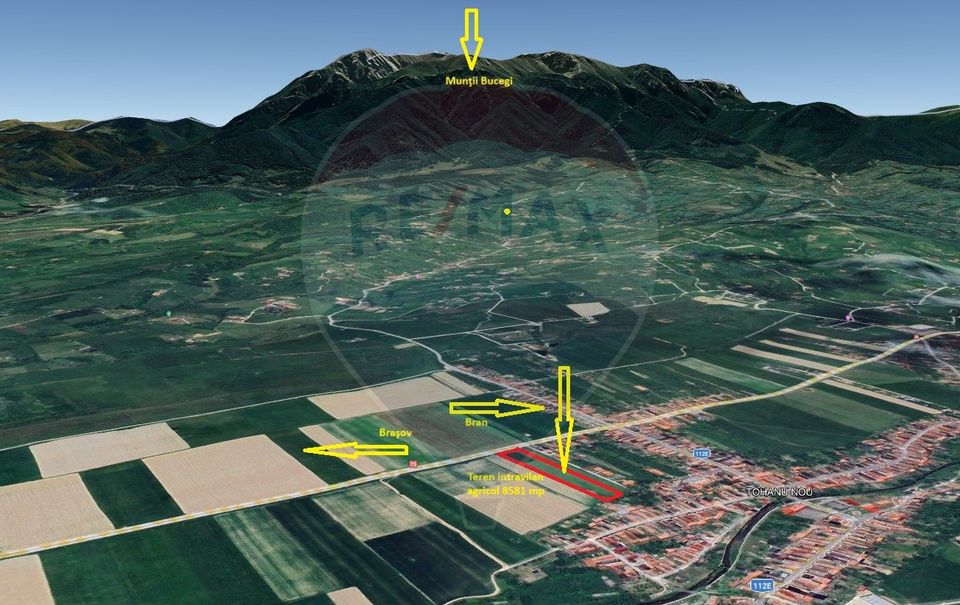 Teren intravilan, 8581 mp, la intrare în Bran, DN 73