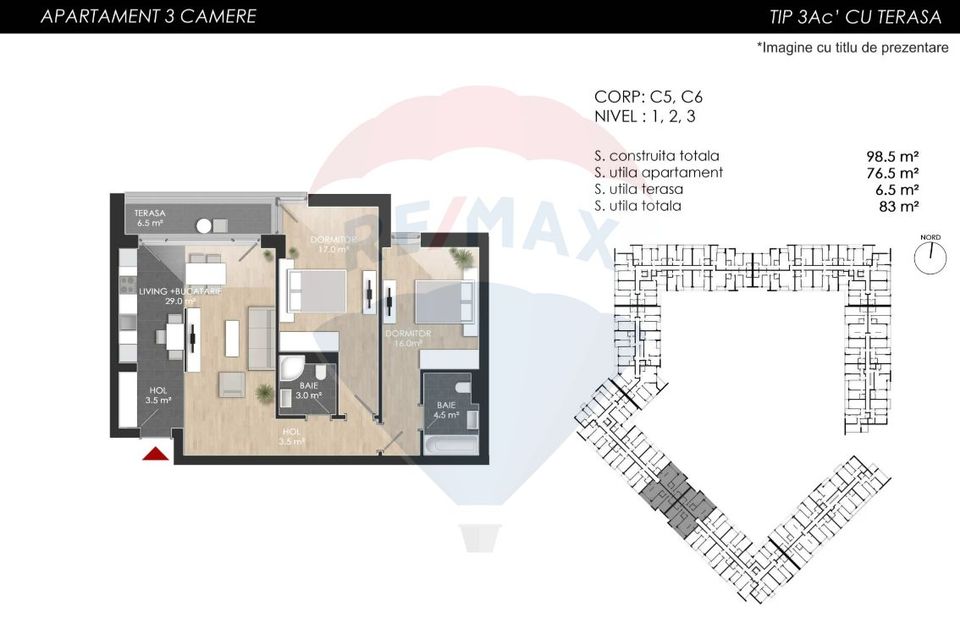 3 room Apartment for sale, Chitila area