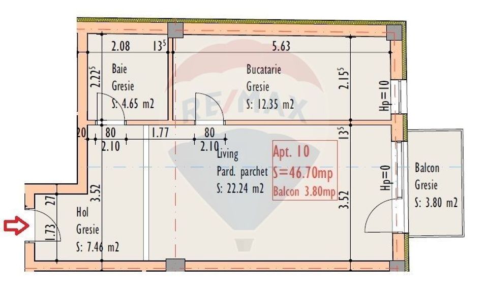 De vanzare apartament 1 camera | SU 46.7 mp | Zona Mall Parc Feroviar