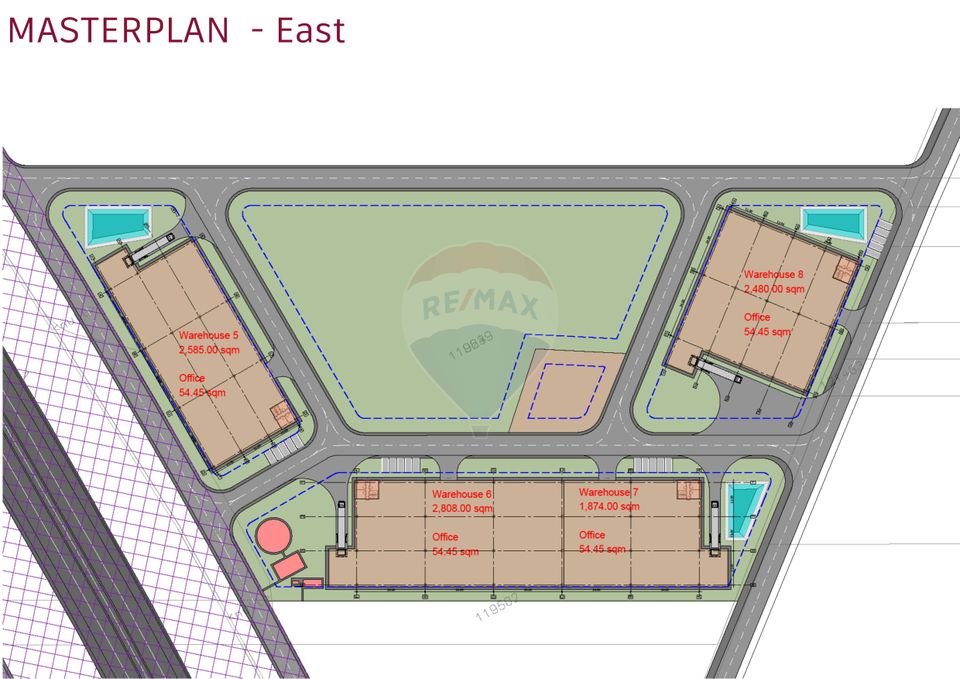 Teren logistic, PUZ aprobat, 7,63 ha, platforme + hale 23.396 mp. A0