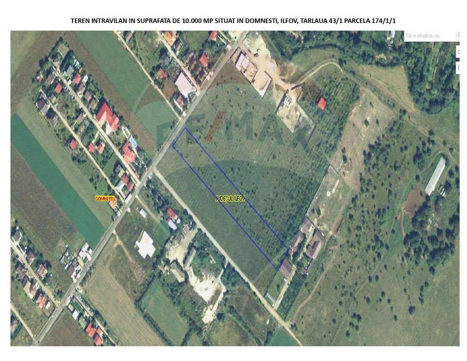 Teren intravilan 10,000mp Domnesti / Soseaua Curtea Domneasca