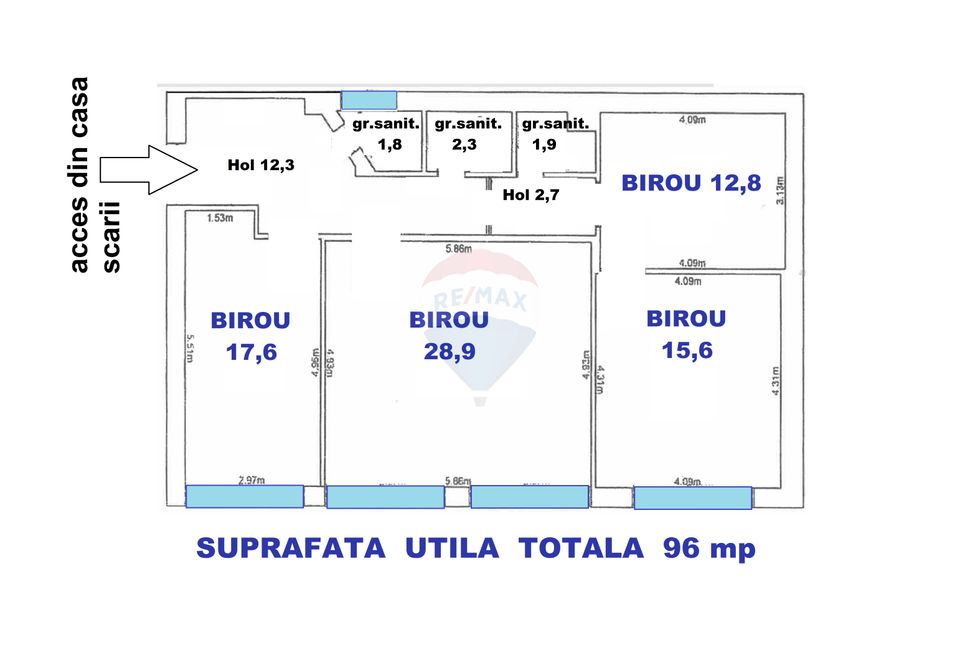 96sq.m Office Space for sale, Uzina 2 area