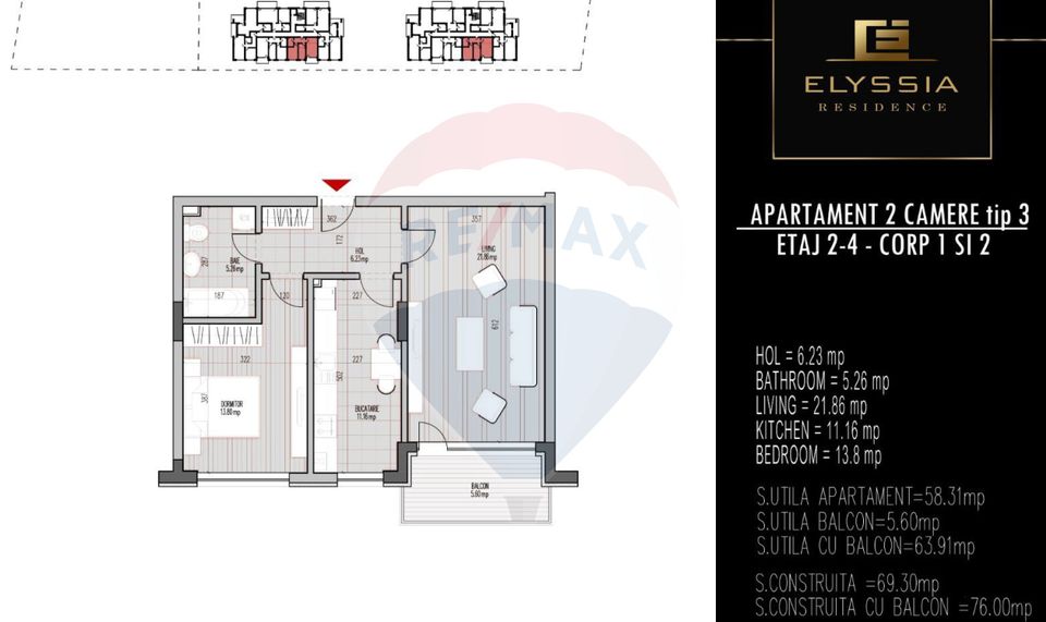 De vanzare 2 camere - Investiție sigură lângă aeroport - Proiect nou