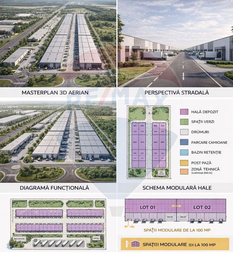 Hale industriale noi de inchiriat – spatii modulare 100–560 mp