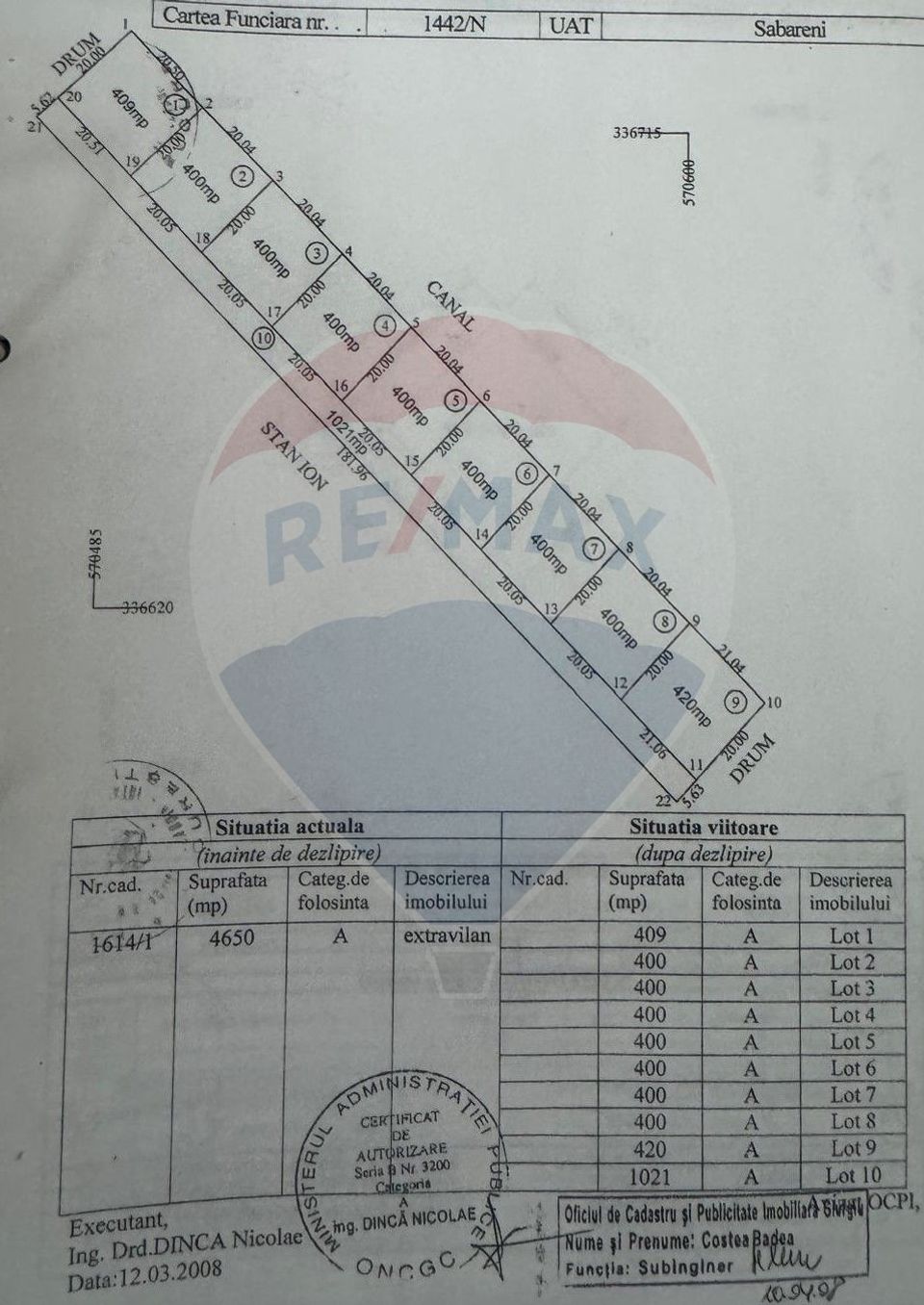 Teren lotizat 4,650mp Sabareni / Strada Cereanca