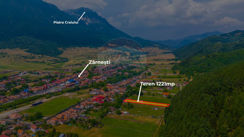 Teren intravilan - 1.221 mp/ Zărnești/ Gard și rulotă