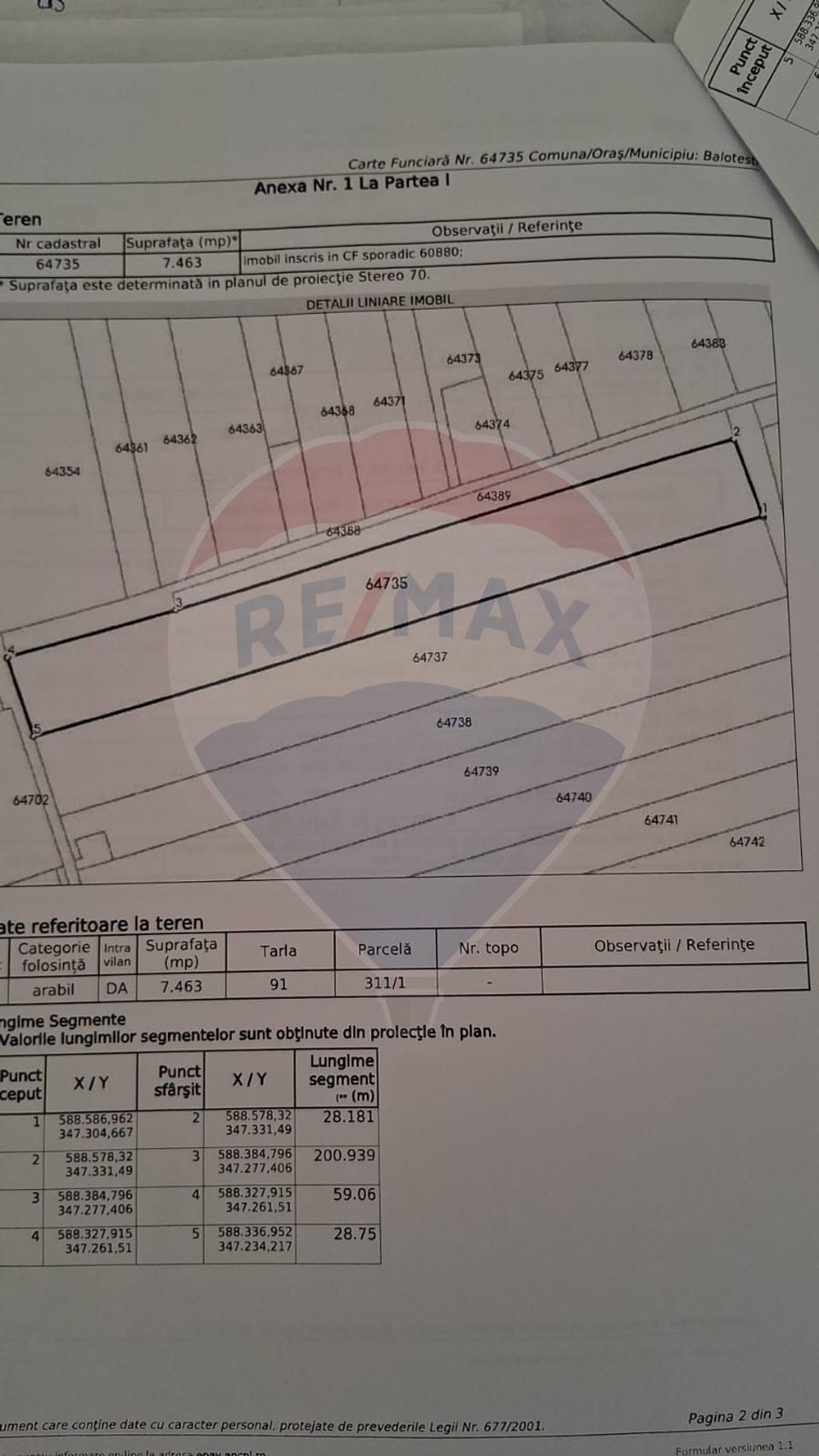 Teren 7,463mp Balotesti / Strada Biserica Sfantul Nicolae