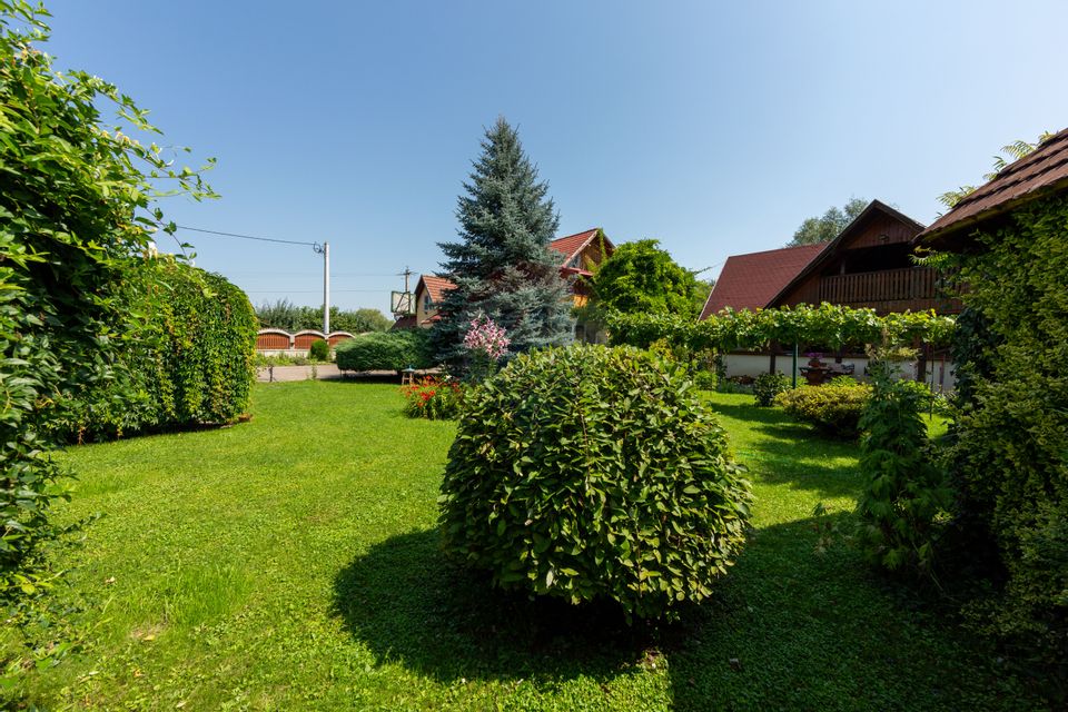 Casă spațioasă cu garaj dublu, foișor și curte amenajată