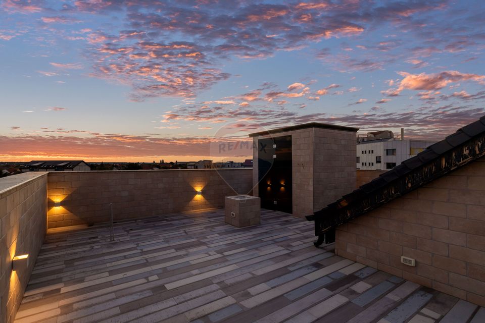 Penthouse unic pe două niveluri - saună și bucătărie exterioară