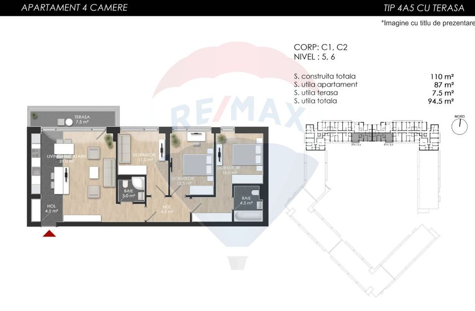 4 room Apartment for sale, Chitila area