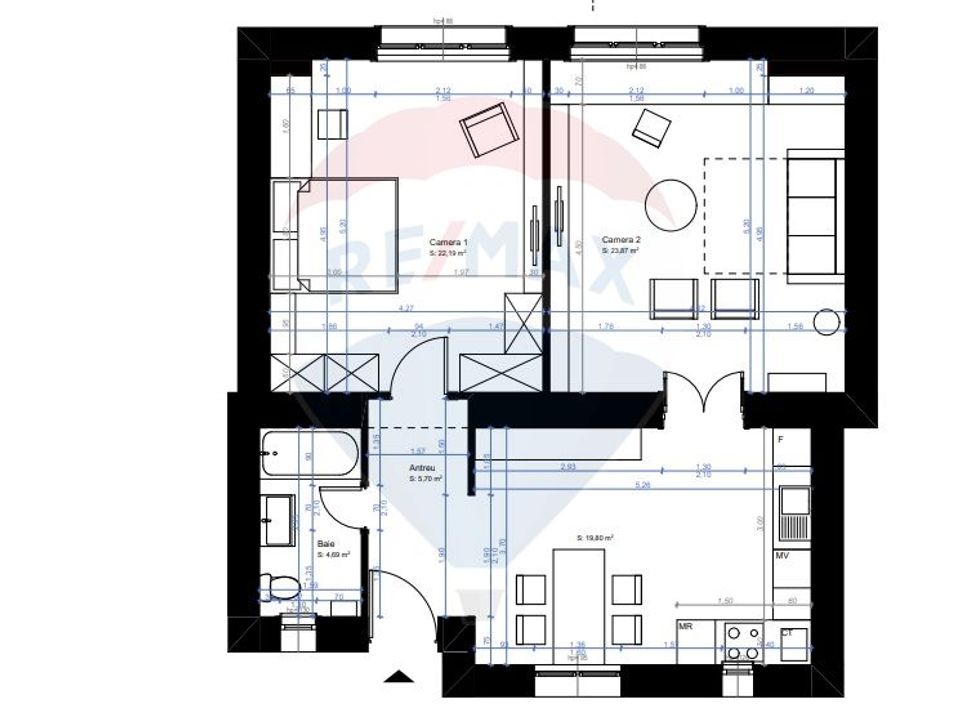 Apartament cu 2 dormitoare I de închiriat I Centru