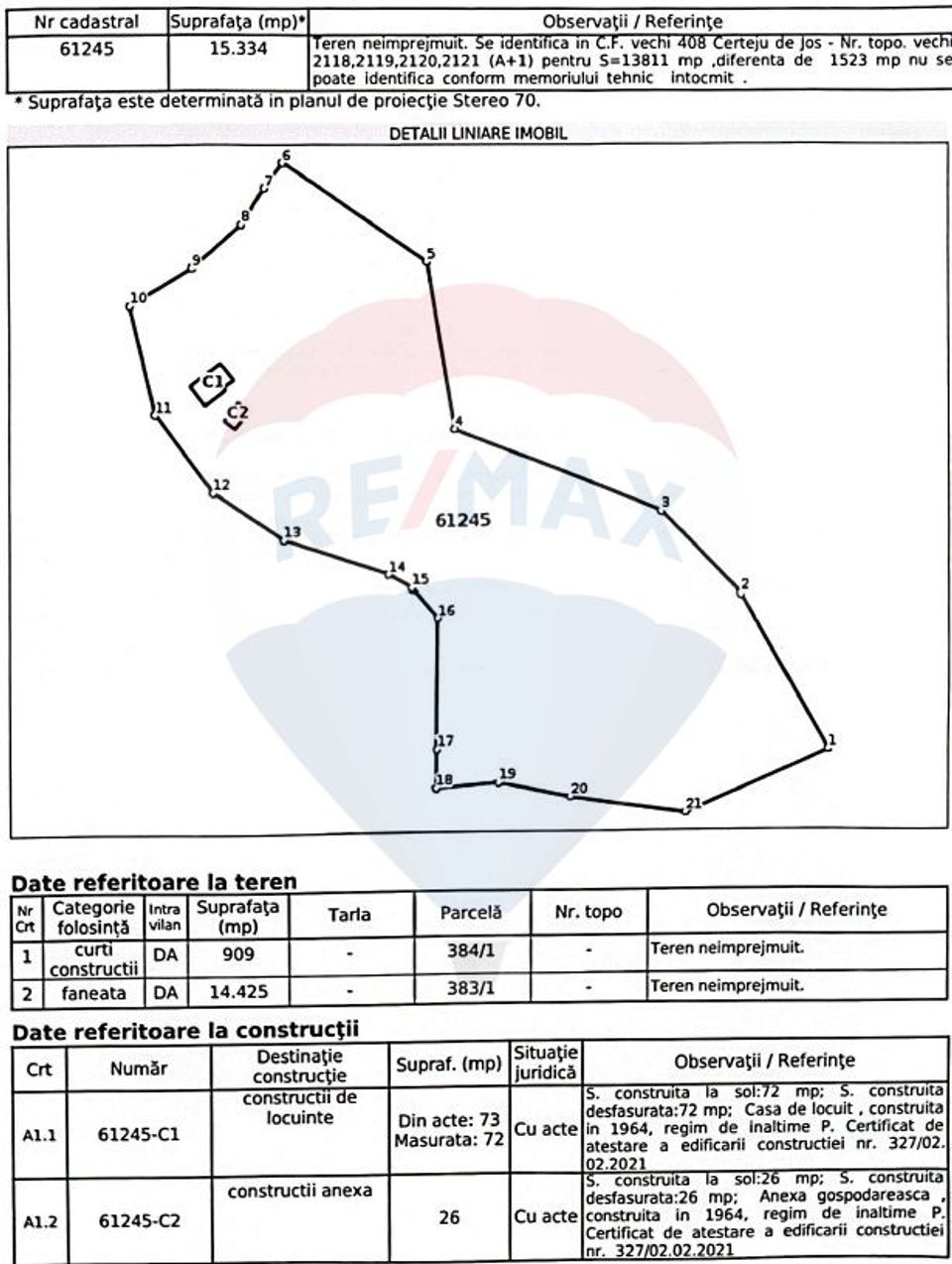 Land 13,811sqm Certeju de Jos / Strada Principala