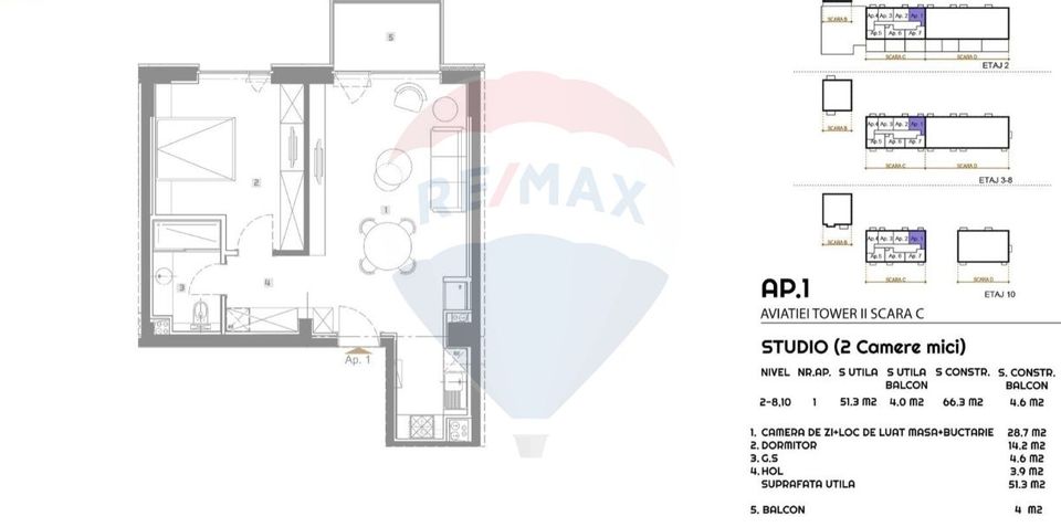 2 room Apartment for sale, Aviatiei area
