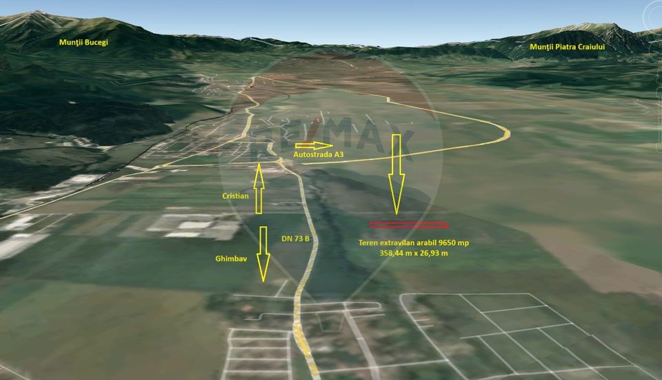 Teren extravilan arabil, 9650 mp, Cristian