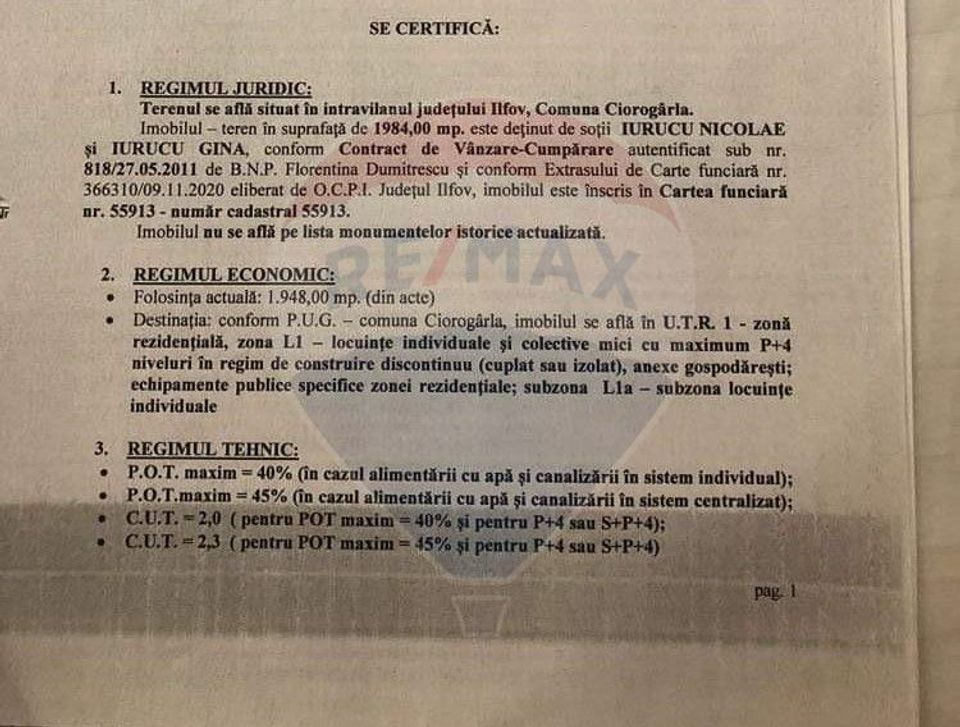 Land 1,984sqm Ciorogarla / Strada Horia