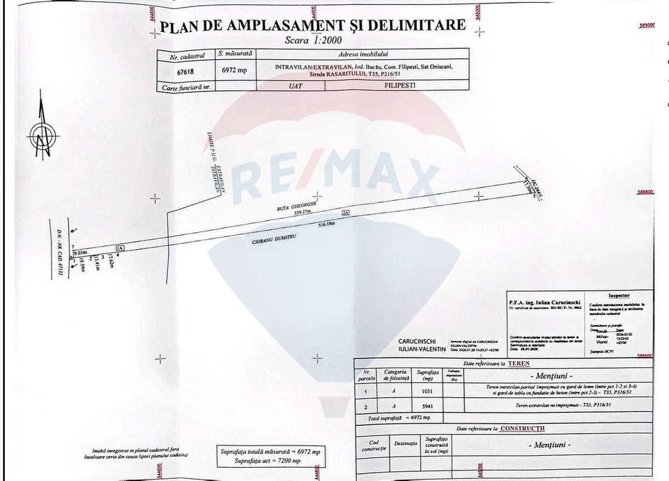 Teren intravilan/extravilan, Strada Răsăritului, com. Filipesti