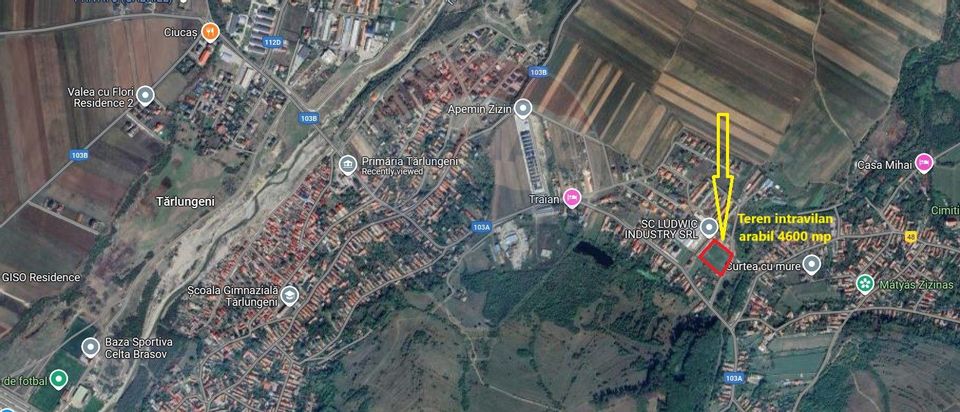 Teren intravilan, 4600 mp, Tărlungeni, DJ 103A