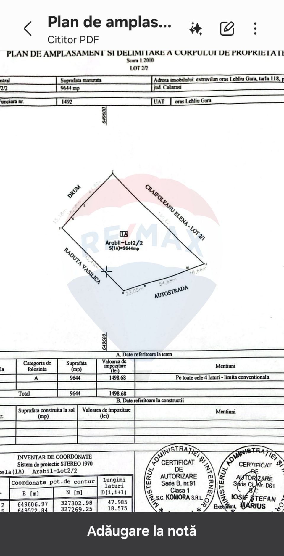 Land 9,644sqm Lehliu-Gara / Strada Lisabona