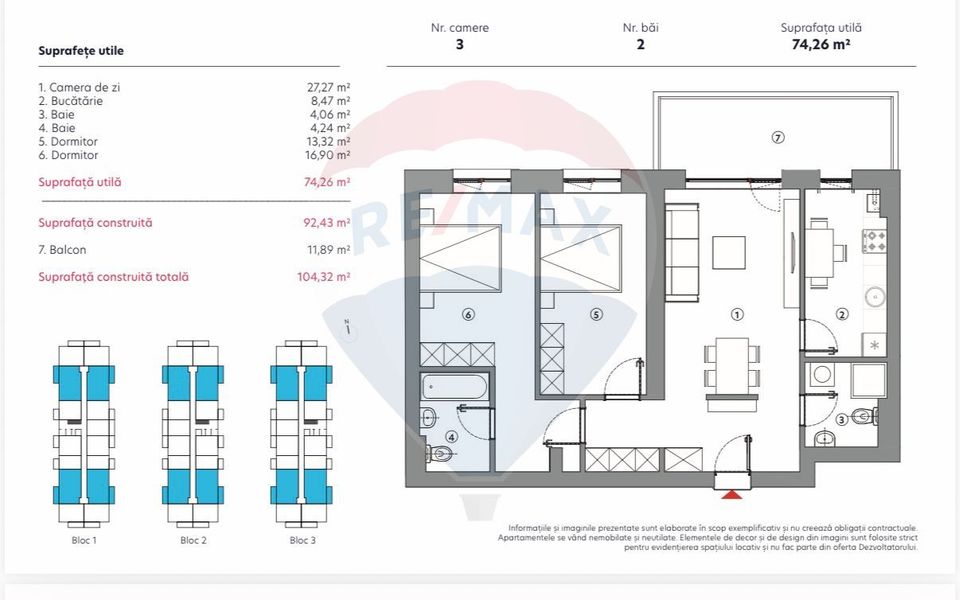 Vanzare ap 3 camere Bld Th Pallady