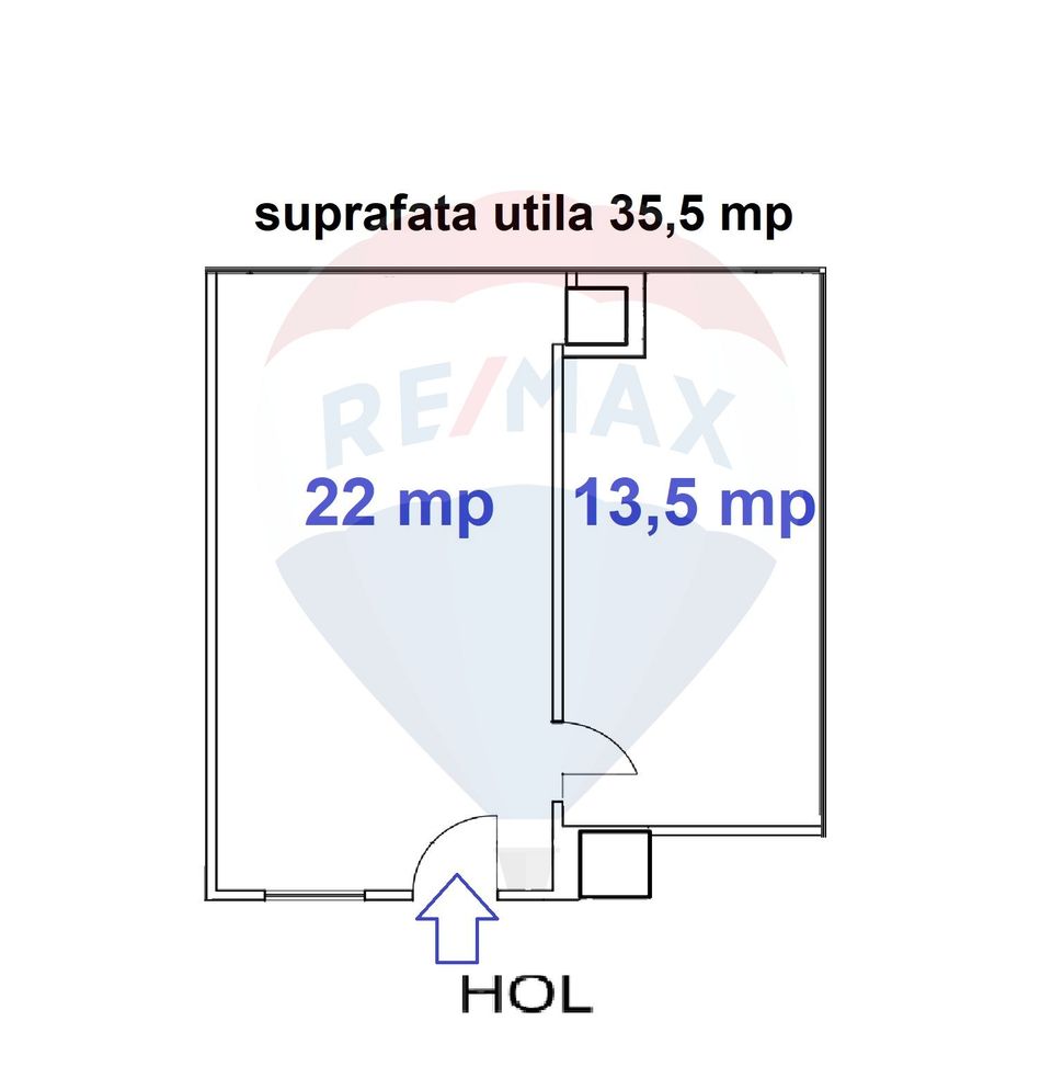 35.5sq.m Office Space for rent, Vlahuta area
