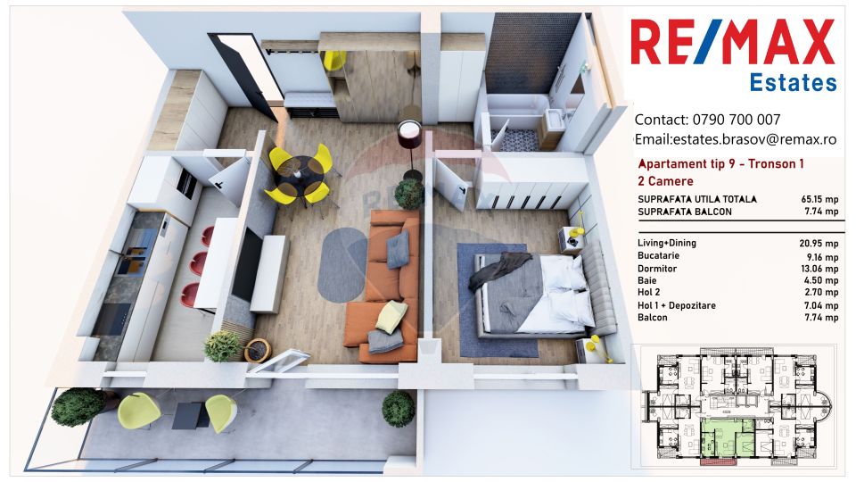 Apartament 2 camere decomandat în Tractorul – ARMONIA RESIDENCE