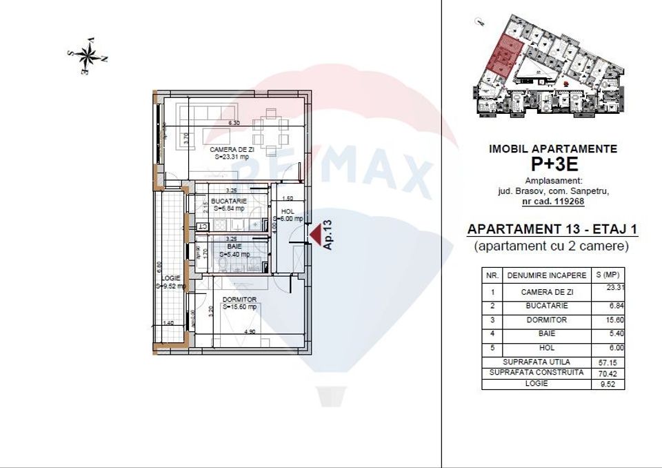 2 room Apartment for sale, Tractorul area