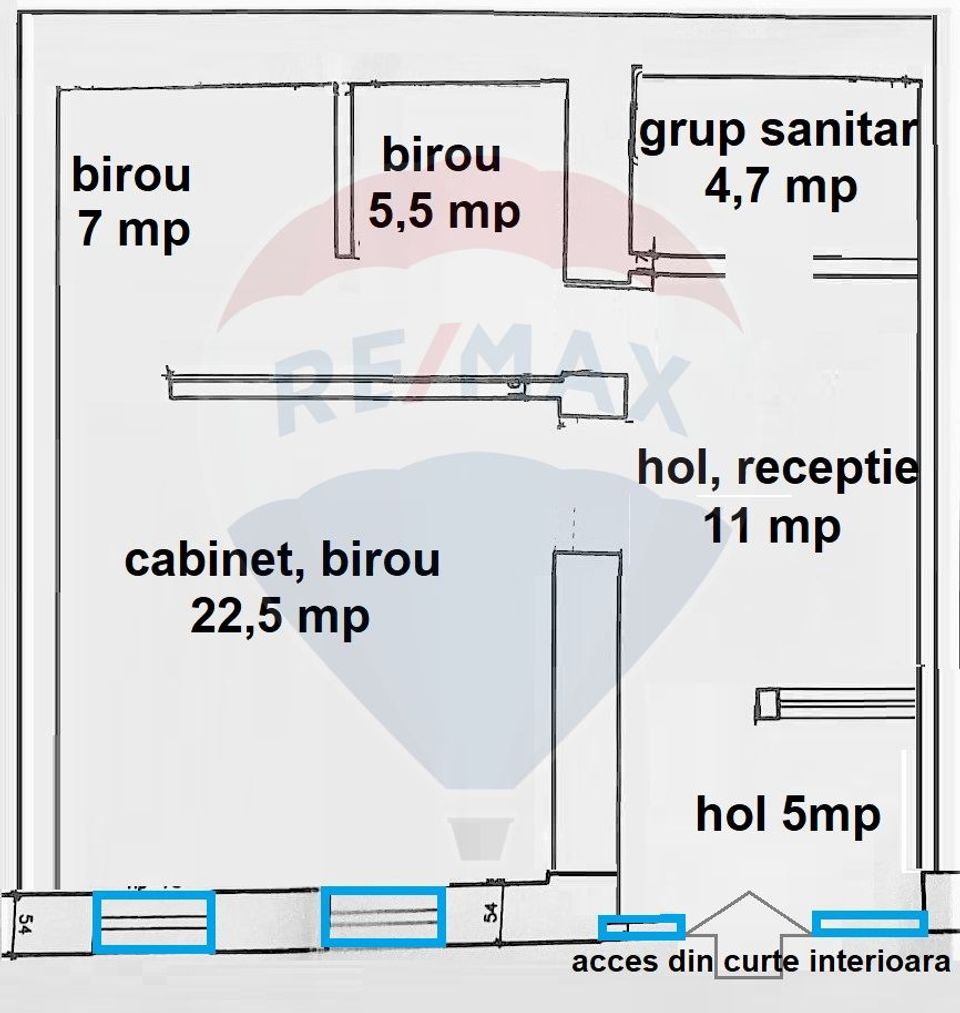 55sq.m Office Space for rent, Centrul Istoric area
