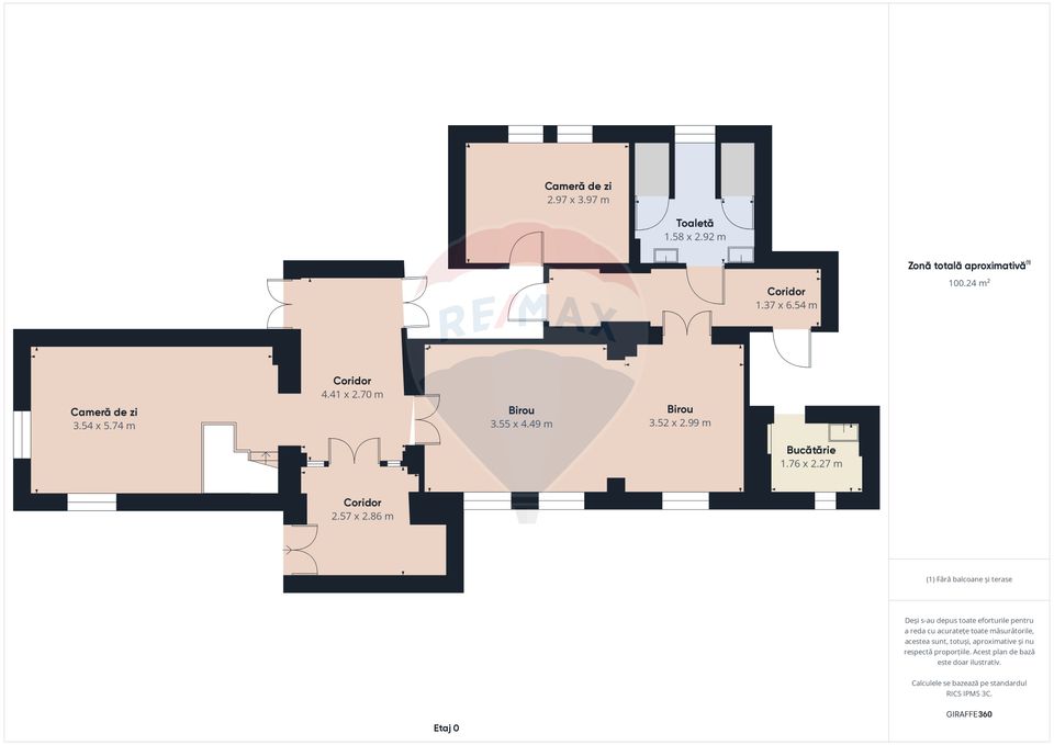 100sq.m Office Space for rent, P-ta Unirii area