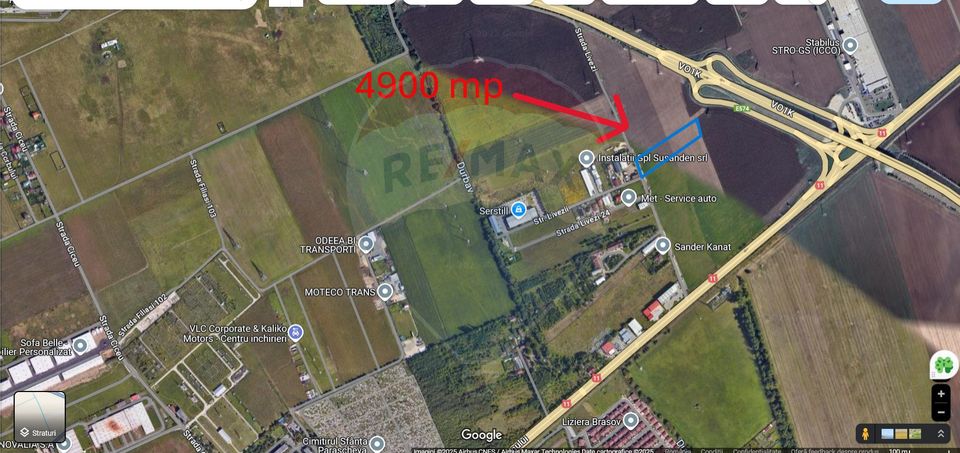 Teren  4,900 mp ,langa centura, zona Stabilus