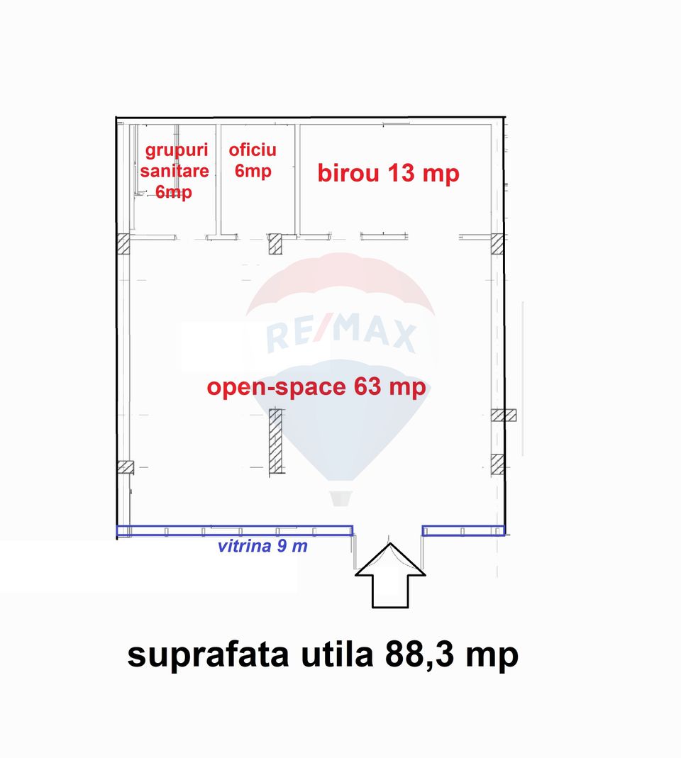 88sq.m Commercial Space for rent, Tractorul area