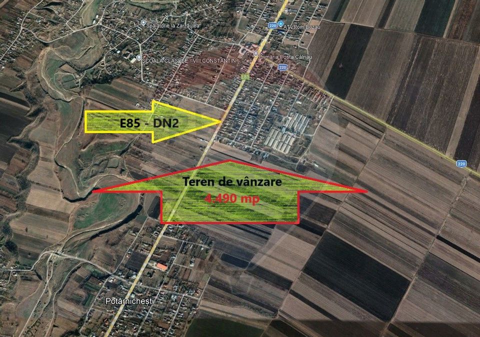 Land 4,490sqm Posta Calnau / Drumul E85-DN2