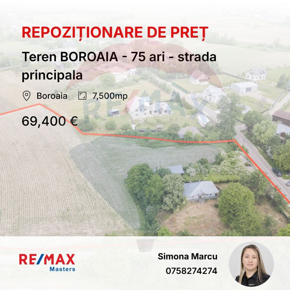 Teren BOROAIA - 75 ari - strada principala