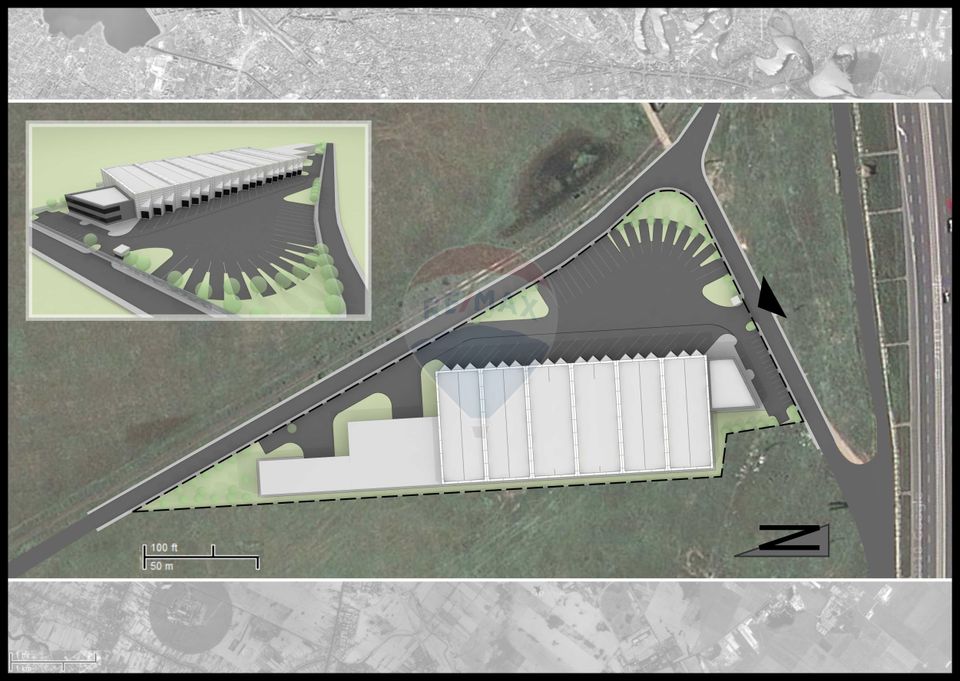 Teren 2Ha  Drumul Intre Tarlale - A2, pretabil hale + birou