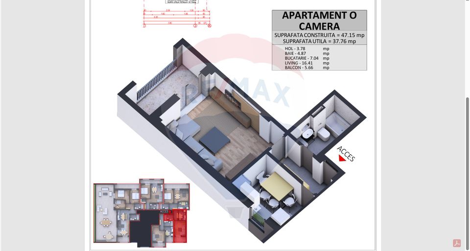 1 room Apartment for sale, Nord area