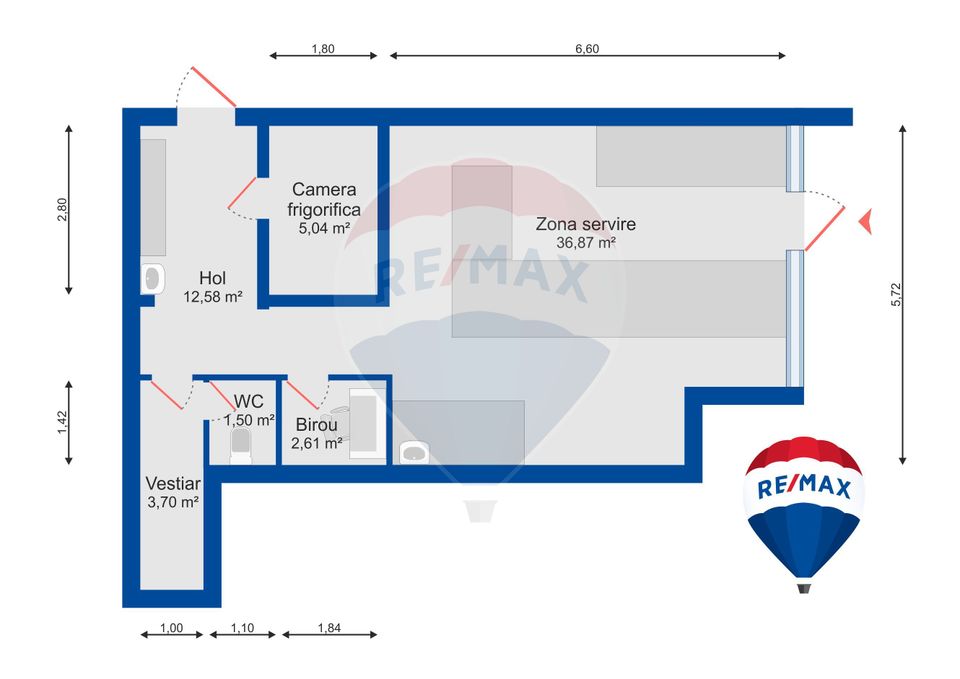 61.8sq.m Commercial Space for sale, Dacia area