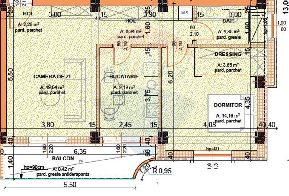 Apartament 2 cam. decomandat, etaj 3/5