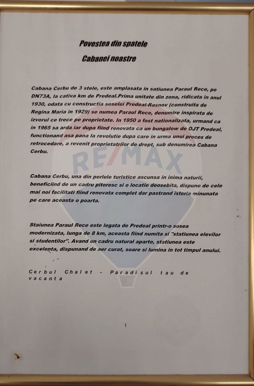 HOTEL "CERBUL CHALET" de vânzare/ zona Râsnov-Pârâul Rece