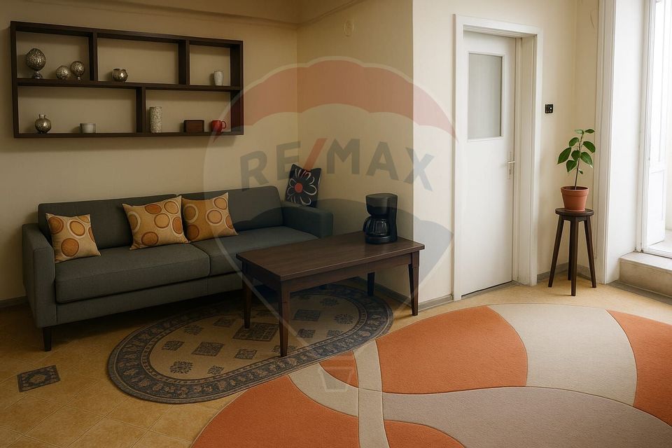 Garsonieră luminoasă și bine compartimentată,