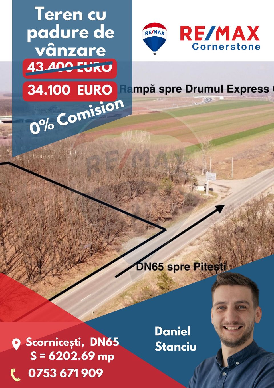 Teren de vânzare 6,202.69mp DN65 Drumul Expres Pitești-Craiova