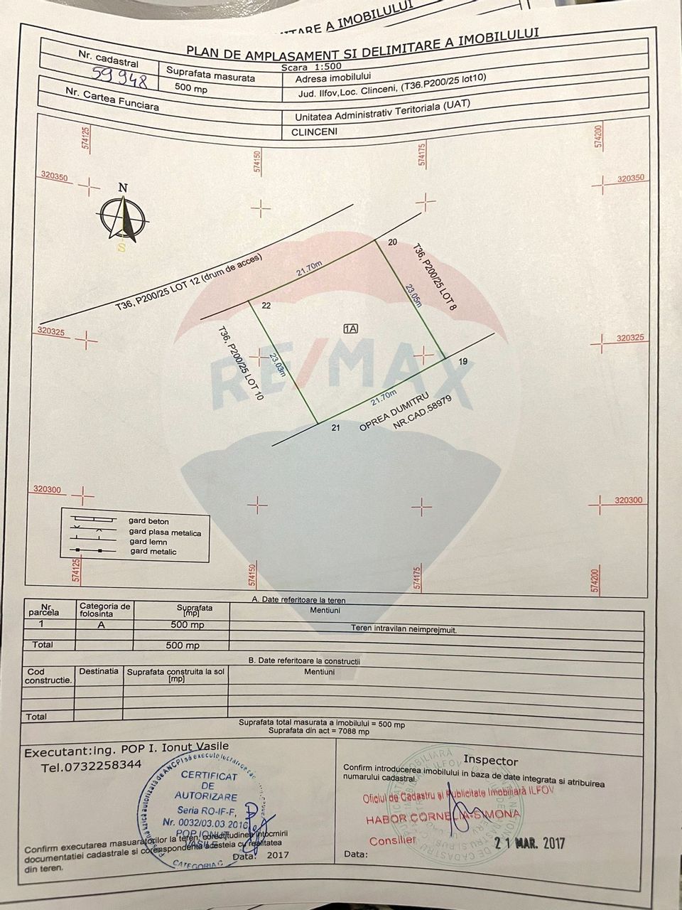 Land 598sqm Clinceni / Strada Stadionului